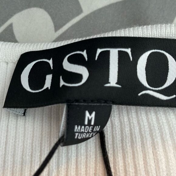 GSTQ Colorblock Sweater V-Neck Midi Dress Black White Knit M - Picture 6 of 11